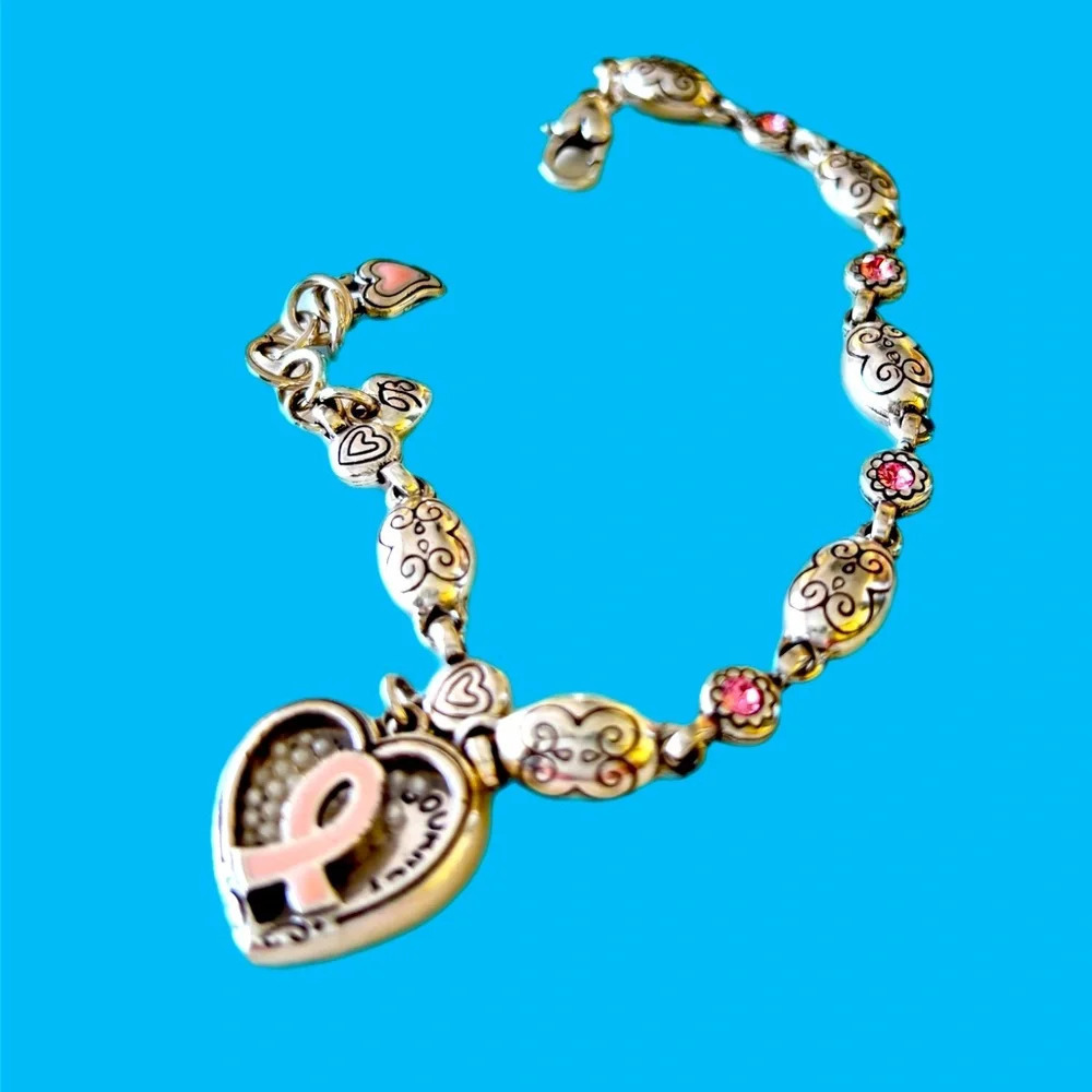Brighton "Trust Your Journey" Heart Charm Bracelet.  Breast Cancer awareness. *